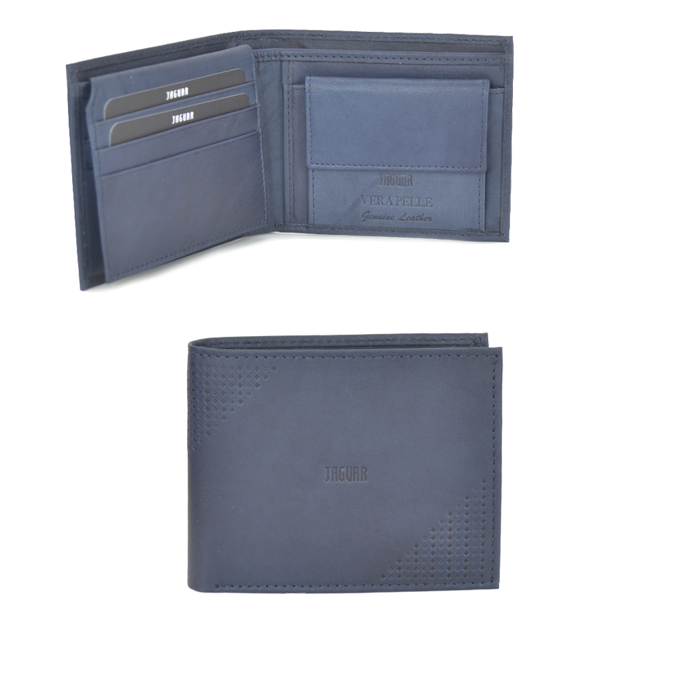 Portafoglio in pelle artigianale blu scuro personalizzato - NET